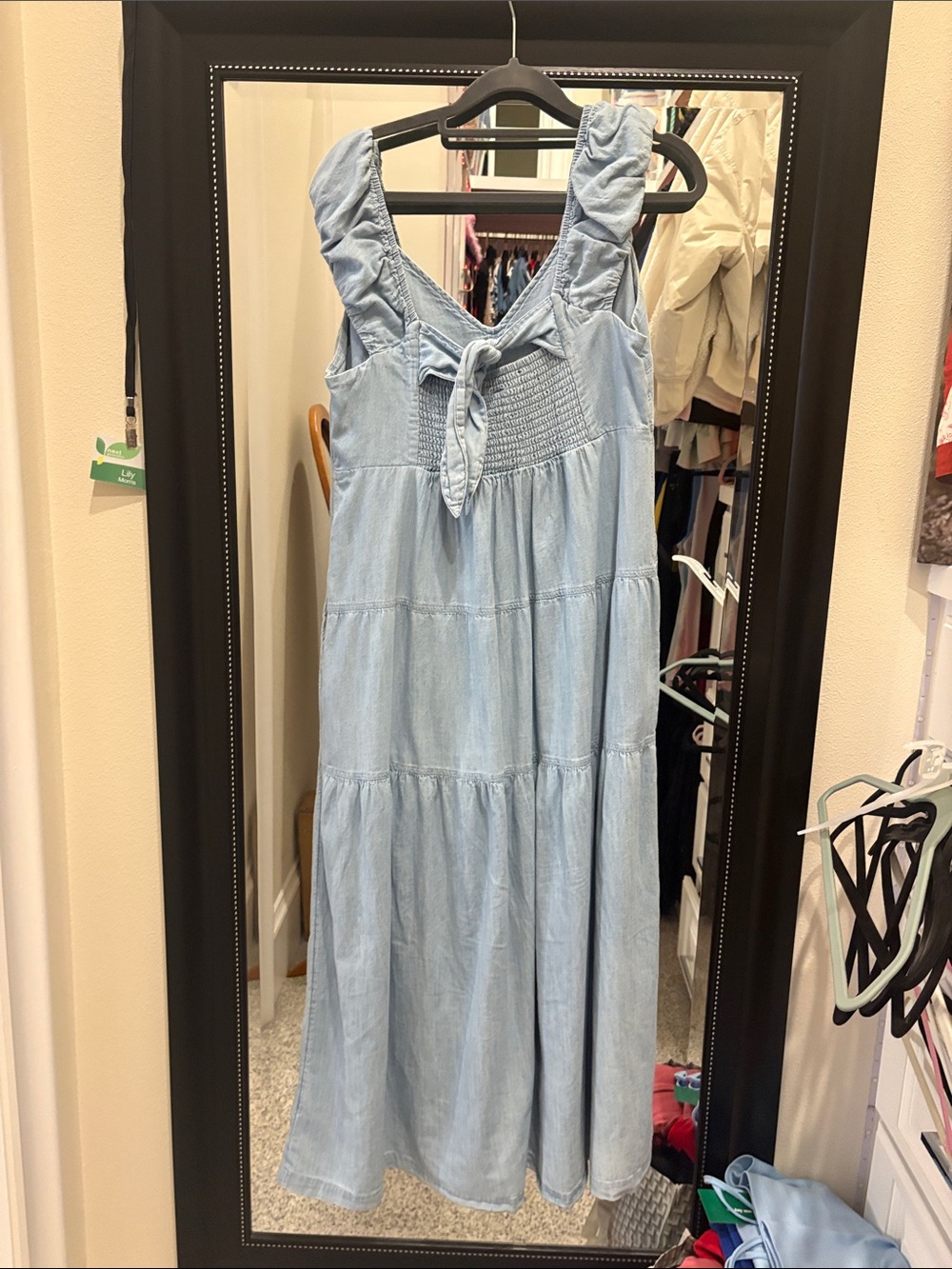 Old Navy Light Blue Tiered Chambray Girls' Dress - Picture 2 of 3